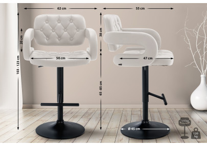 Tabouret de bar Dublin, noir et blanc