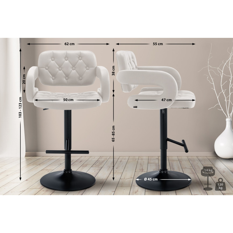 Tabouret de bar Dublin, noir blanc