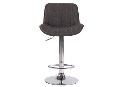 Tabouret de bar Lentini, tissu, chrome, gris foncé