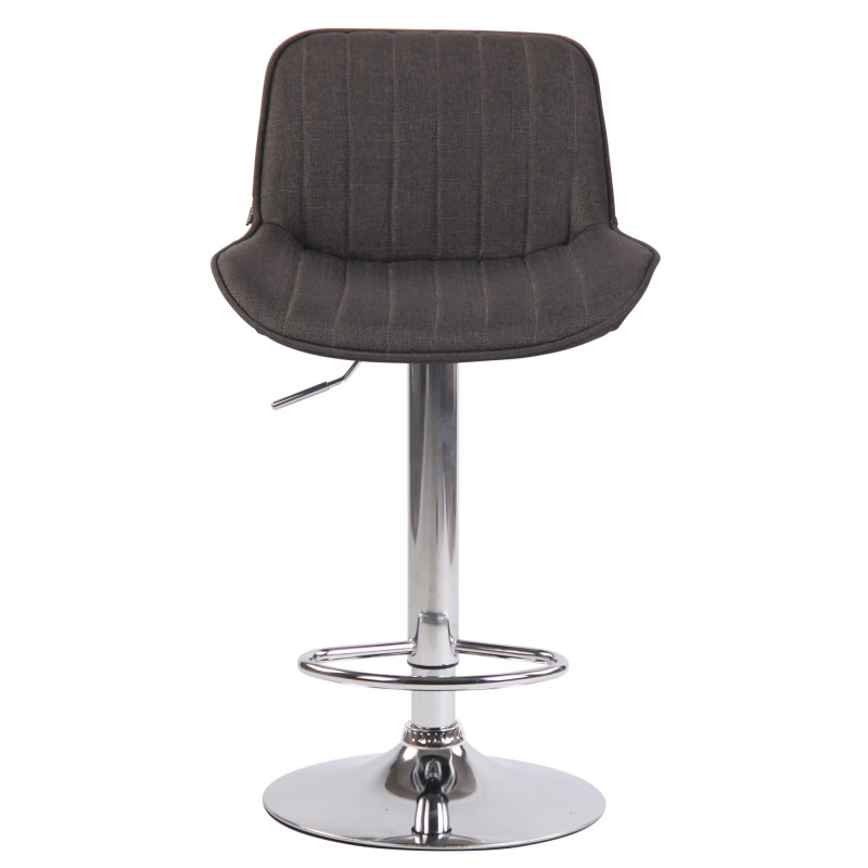 Tabouret de bar Lentini, tissu, chrome, gris foncé