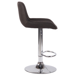 Tabouret de bar Lentini, tissu, chrome, gris foncé