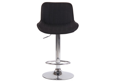 Tabouret de bar Lentini, tissu, chrome, noir