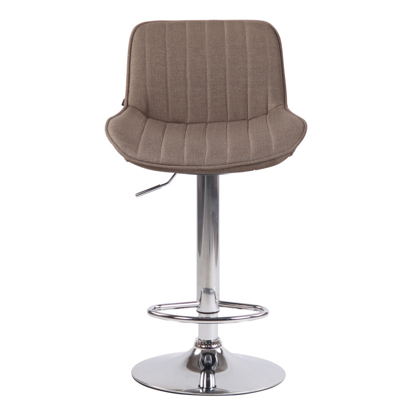 Tabouret de bar Lentini, tissu, chrome taupe