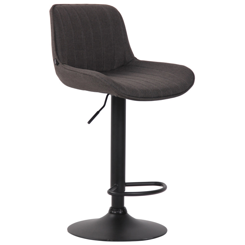 Tabouret de bar Lentini, tissu noir/gris foncé