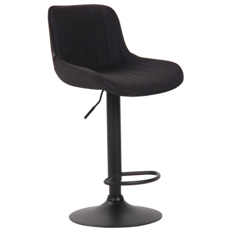 Tabouret de bar Lentini, tissu noir noir