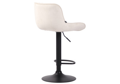 Tabouret de bar Lentini en velours, noir et crème