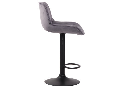 Tabouret de bar Lentini, velours, noir/gris foncé