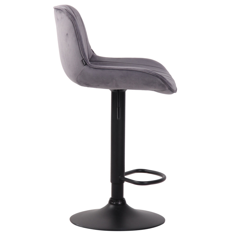 Sgabello Lentini in velluto con poggiapiedi grigio scuro,nero