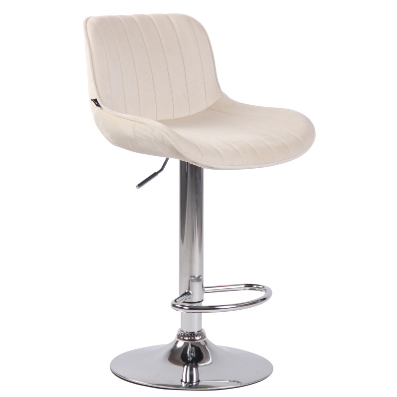 Tabouret de bar Lentini en velours, chromé crème