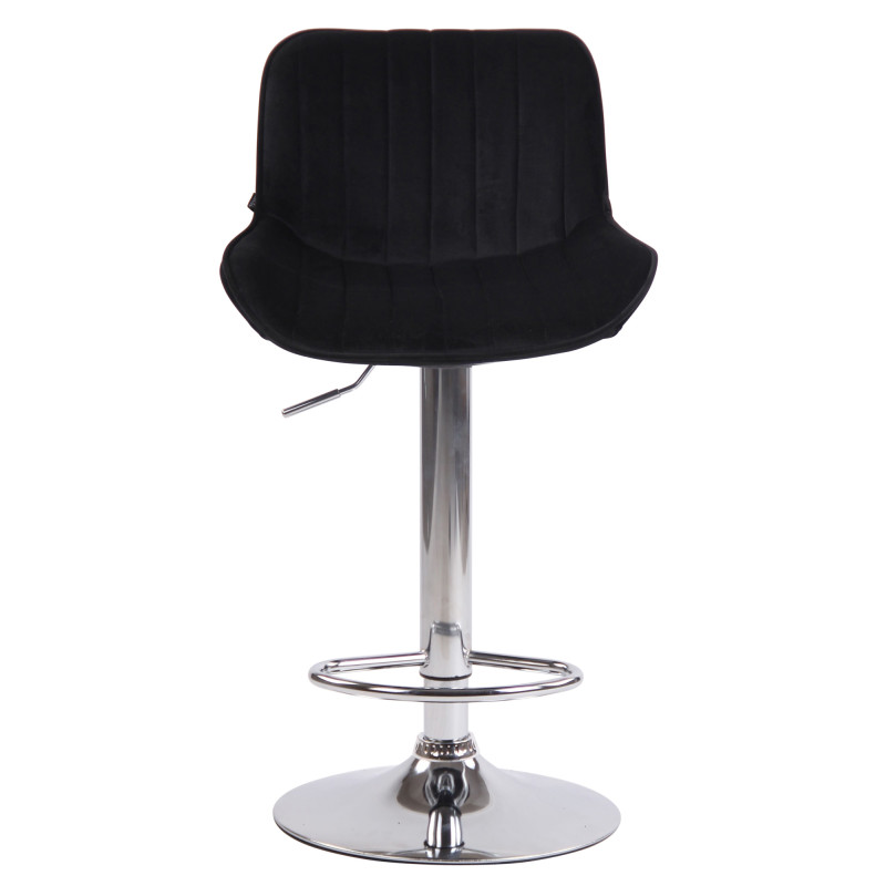 Tabouret de bar Lentini en velours, chromé noir