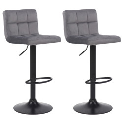 Lot de 2 tabourets de bar Feni en velours gris