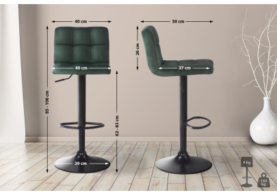 Set di 2 sgabelli bar Feni in velluto verde