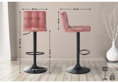 Lot de 2 tabourets de bar Feni en velours rose