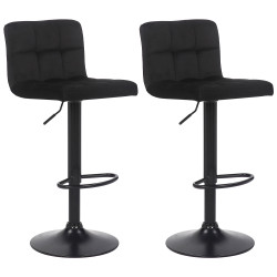 Ensemble de 2 tabourets de bar Feni en velours noir