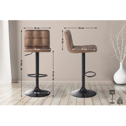 Ensemble de 2 tabourets de bar Feni en velours brun