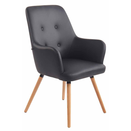 Fauteuil lounge Aarhus en similicuir noir naturel