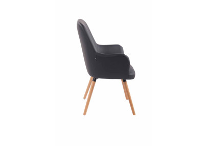 Fauteuil lounge Aarhus en similicuir noir naturel