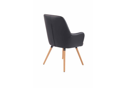 Fauteuil lounge Aarhus en similicuir noir naturel