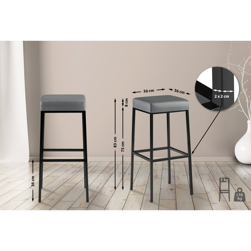 Tabouret de bar Montréal B85 gris