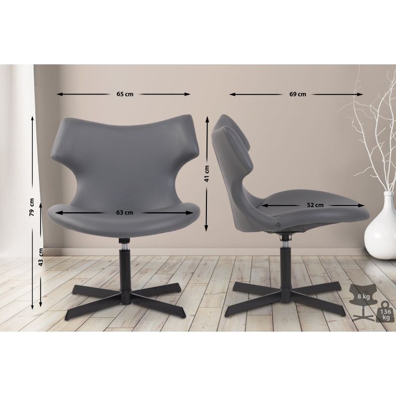Sedia da lounge Welland in similpelle grigio
