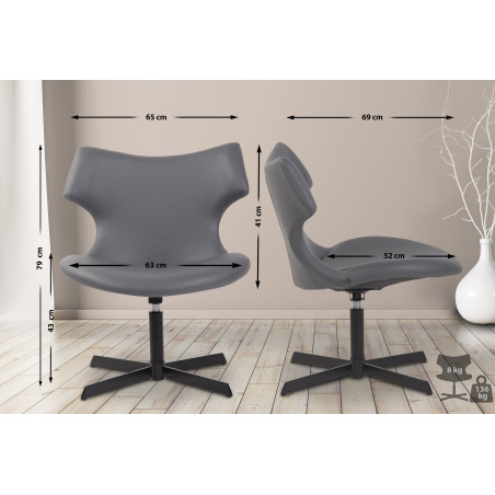Chaise longue Welland en similicuir gris