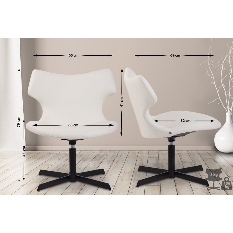 Sedia da lounge Welland in similpelle bianco