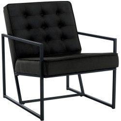 Fauteuil de salon en velours Avon, noir