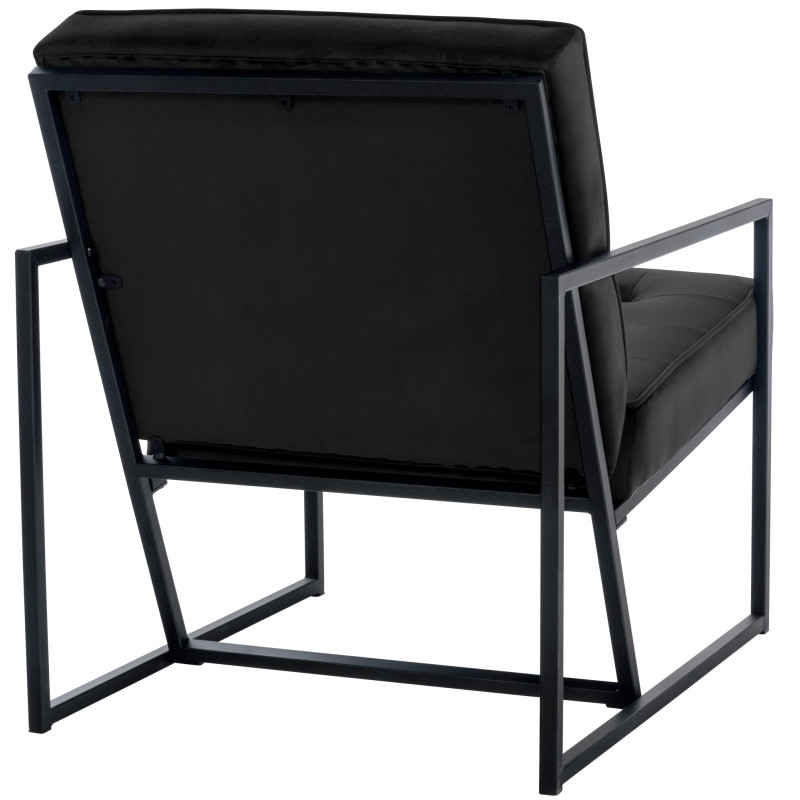 Fauteuil de salon en velours Avon, noir
