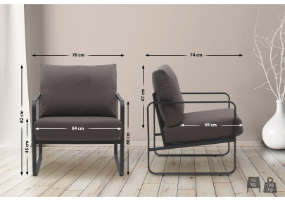 Fauteuil Manea en similicuir marron