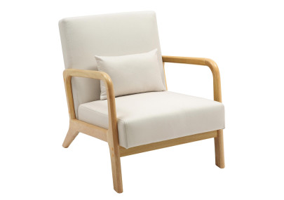 Sillón Hibbing con tapizado de tela Crema