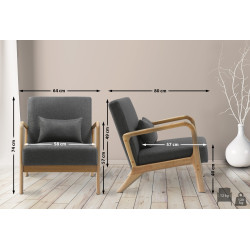 Fauteuil Hibbing, tissu gris fonc?