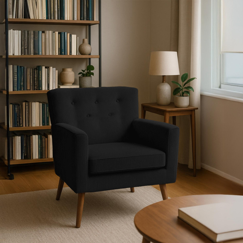 Fauteuil Kioni Cord, noir