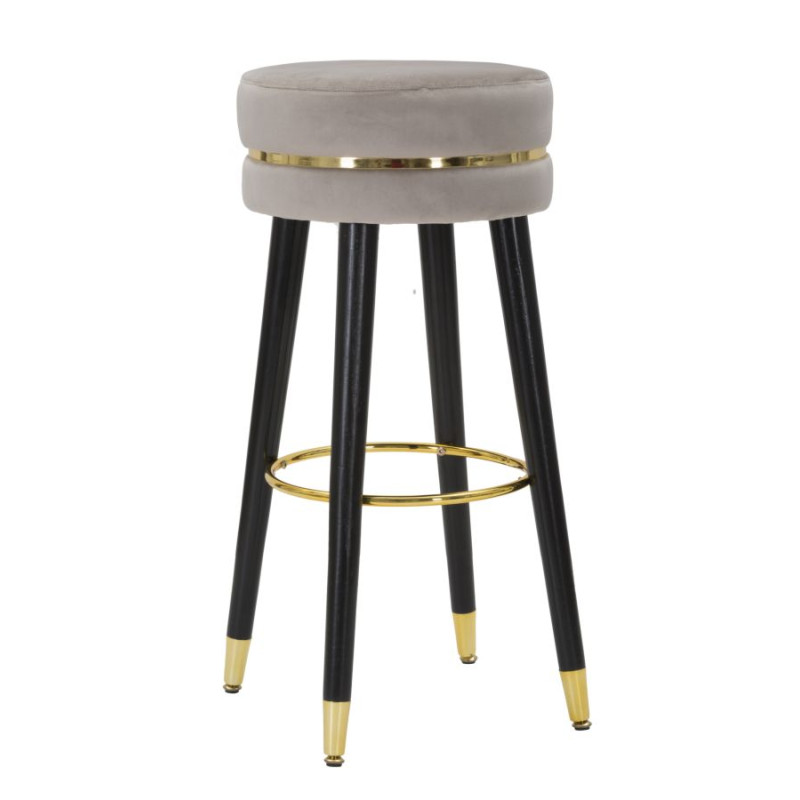 Tabouret de bar PARIS gris or – Finition dorée et allure Glamour irrésistible
