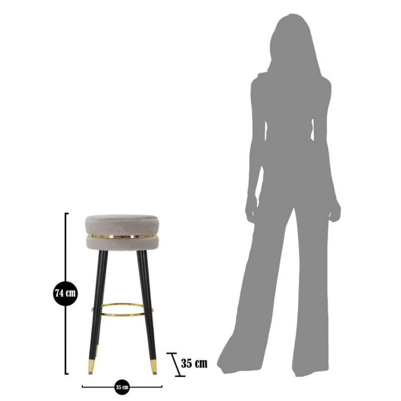 Tabouret de bar PARIS gris or – Finition dorée et allure Glamour irrésistible