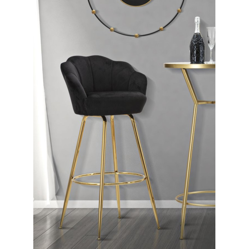 Tabouret de bar VIENNA noir – Design Glam Chic et assise haut de gamme