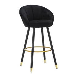 Tabouret de bar PRAGUE noir – Allure sophistiquée et style Glam Chic