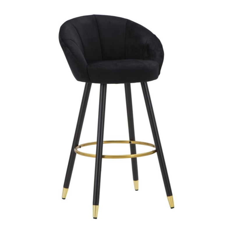 Tabouret de bar PRAGUE noir – Allure sophistiquée et style Glam Chic