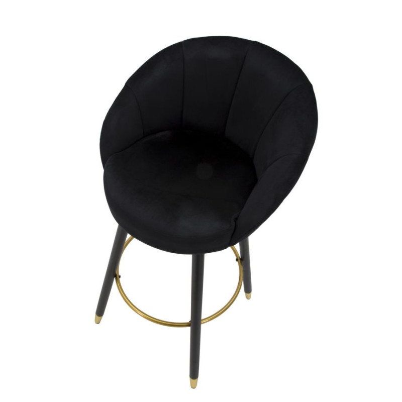 Tabouret de bar PRAGUE noir – Allure sophistiquée et style Glam Chic
