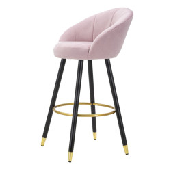 Tabouret de bar PRAGUE rose – Finition élégante et confort luxueux