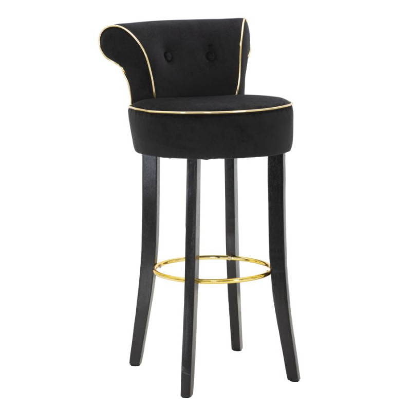 Tabouret de bar LUXY noir – Design Glam et raffinement absolu