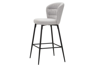 Tabouret de bar LOSANNA gris – Lot de 2, design Glam Chic et confort raffiné