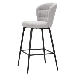 Tabouret de bar LOSANNA gris – Lot de 2, design Glam Chic et confort raffiné