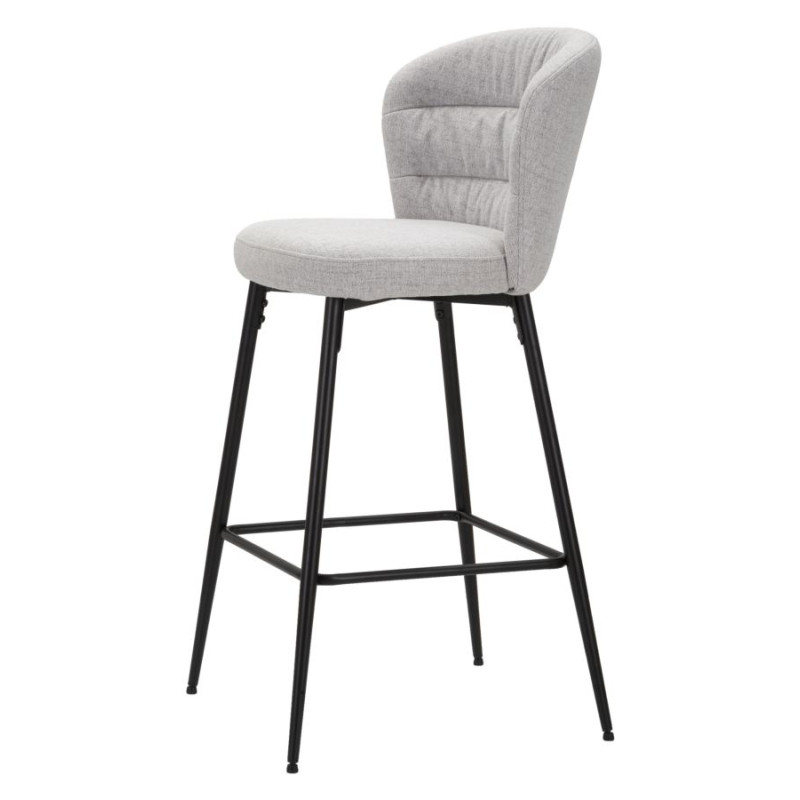 Tabouret de bar LOSANNA gris – Lot de 2, design Glam Chic et confort raffiné