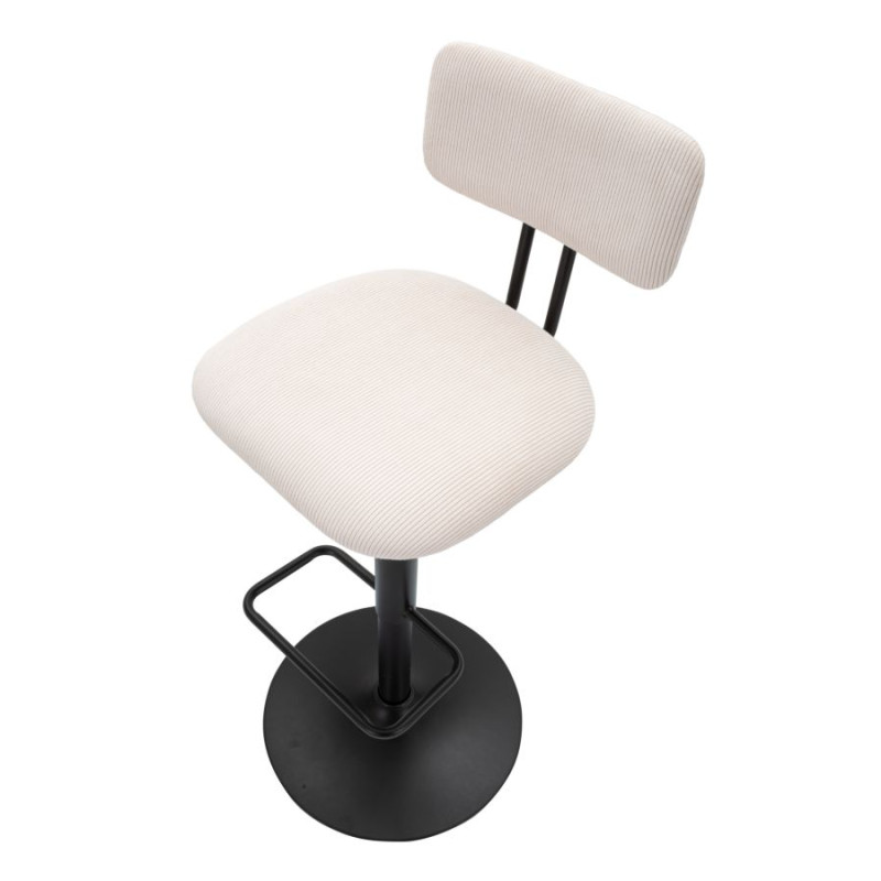 Tabouret de bar relevable blanc clair – Lot de 2, design moderne et fonction relevable