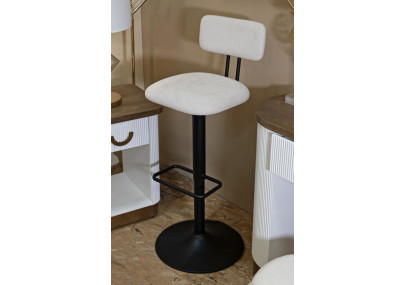 Tabouret de bar relevable blanc clair – Lot de 2, design moderne et fonction relevable