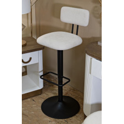 Tabouret de bar relevable blanc clair – Lot de 2, design moderne et fonction relevable