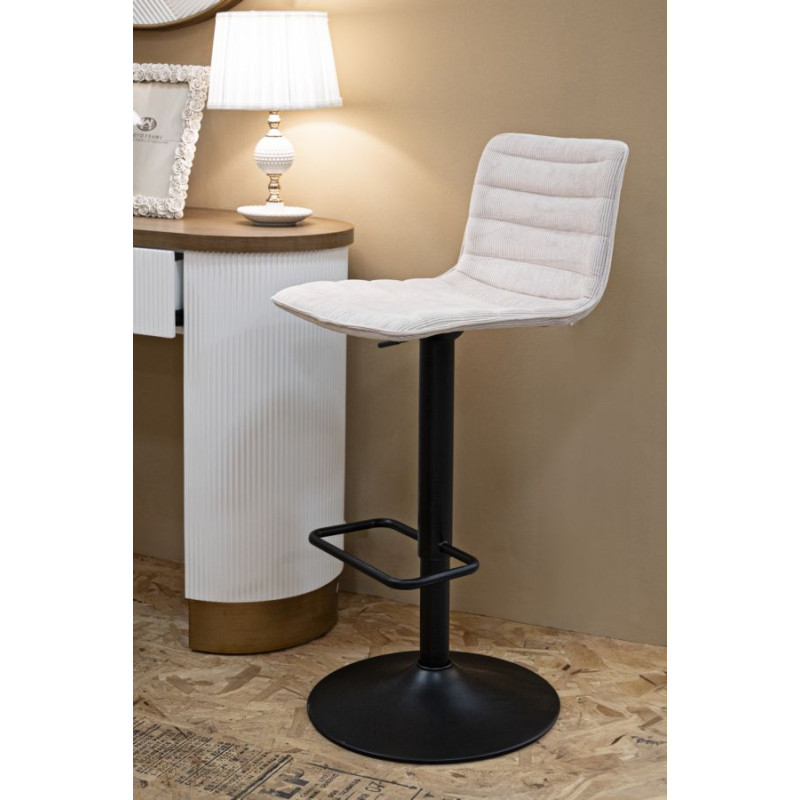 Tabouret de bar haut relevable blanc – Lot de 2, design moderne et hauteur ajustable