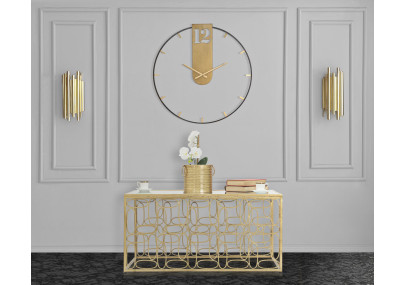 Soleil Doré du Temps – Horloge Murale Glam Ø60x4,5 cm