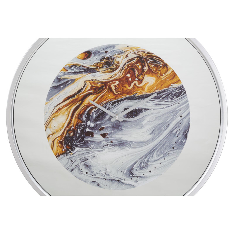 Brume Argentée – Horloge Murale Glam Miroir Gris Ø60x5 cm