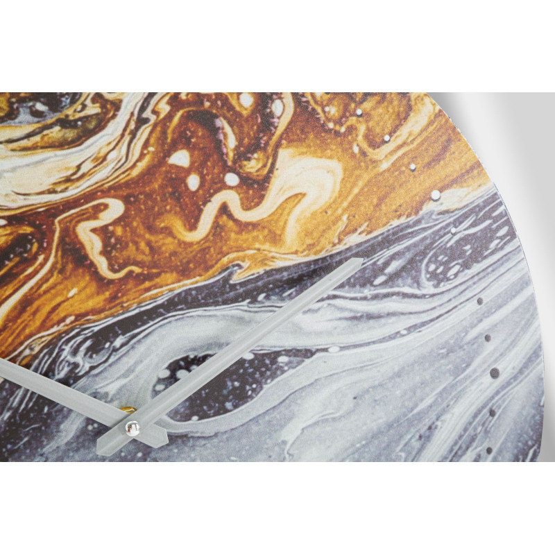 Brume Argentée – Horloge Murale Glam Miroir Gris Ø60x5 cm